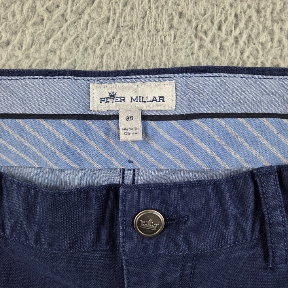 Peter Millar Crown Vintage Canvas Pants Mens 38 Blue Stretch Five Pocket Golf - Picture 7 of 12